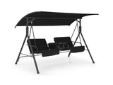 2 Seater Porch Swing Chair with Handy Storage and 360&deg Rotatable Tray Black 77579737