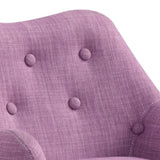 Fenix 19.5"W Pink Linen Kids Chair with Button Tufted Back and Wooden Legs B061P236756