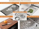 Stainless Steel 30 in 2-Hole Single Bowl Drop-In Workstation Kitchen Sink with Bottom Grid and JYSCS3022BN