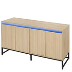 ZUN Carved 4 Door Sideboard with LED, Buffet Cabinet Storage Cabinet Modern Coffee Bar Cabinet With W688P194060