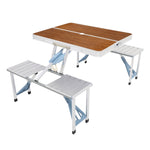 ZUN 136*85.5*67cm 50kg Aluminum Alloy Table And Chair One Piece Camping One Piece Table And Chair Wood 07855619