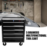 ZUN 5 Drawer Tool Chest, Tool Storage Cabinet for Garage Storage with 4 Wheels and Locking System, BLACK W1102107322