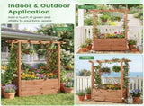 Natural Pine Wood Raised Garden Bed with Trellis & Hanging Roof, Elevated Wooden Planter Box with 62186901
