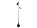 65" Contemporary Metal Floor Lamp in Plated Nickel with A Black Faux Marble Metal Base B202P224138