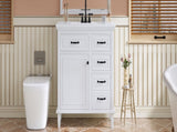 36 Inch Bathroom Vanity with Ceramic Sink Top, Solid Wood Frame, MDF & Poplar Cabinet, Flip Drawers, N725P336554K