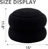 Storage Ottoman, Round Teddy Velvet Footrest with Tray, Macaron-Shaped Stool, Modern Side Table, 11486859