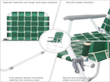 2pcs Steel Tube PP Webbing Bearing 120kg Folding Beach Chair Dark Green Strip 38834103