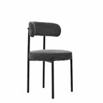 ZUN Grey Boucle Dining Chairs Set of 2,Mid-Century Modern Curved Backrest Chair,Round Upholstered 17280541