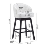 ZUN 33.25" Swivel Counter Stools Set of 2, Upholstered Counter Height Bar Stools with Solid Rubber Wood N780P185530B