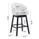 ZUN 33.25" Swivel Counter Stools Set of 2, Upholstered Counter Height Bar Stools with Solid Rubber Wood N780P185530B