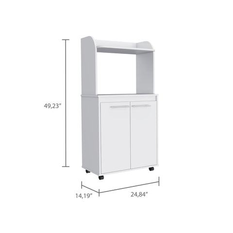 ZUN Rockford Kitchen Cart, Open Shelf, Double Door Cabinet, Two Interior Shelves B128P148971