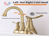2-Handle 4-Inch Brushed Gold Bathroom Faucet, Bathroom Vanity Sink Faucets with Pop-up Drain and 64388747
