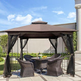 ZUN 10x10 Outdoor Patio Gazebo Canopy Tent With Ventilated Double Roof And Mosquito net W41940786