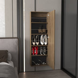 Wall Shoe Rack 54" H, One Mirror, One Door, Five Internal Storage Shelves, Approximate Capacity for B097P296808
