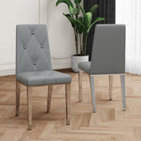 Modern simple light luxury dining chair Grey chair Home bedroom stool back PU electroplated chair W210122522