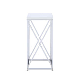 ZUN Glossy White and Chrome Accent Table B062P145497