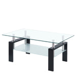 ZUN Tempered Clear Glass Coffee Table, 2-Layers Coffee Table Living Room Center Table W1718128637