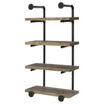 ZUN Black and Rustic Oak 4-tier Wall Shelf B062P145690