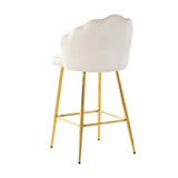 Shell shape off white velvet bar chair, gold-plated metal chair legs, suitable for coffee shop, bar, W210P224255