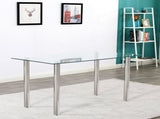 Simple Assembled Transparent Glass & Iron Dinner Table 68778429