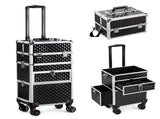 Aluminum Diamond Pattern Cosmetic Case 2-in-1 Sliding Suitcase with Rails Detachable Caster Wheel 49828354