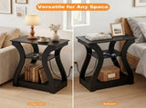End Tables with Charging Station, 3-Tier Nightstand featuring USB, Type-C & Power Outlets, Black 97056324