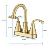 2-Handle Bathroom Sink Faucet with Pop-up Drain Brushed Golden W122458635