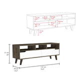 ZUN Oslo Tv Stand for TV´s up 51", Two Drawers, Four Legs, Three Open Shelves -Dark Brown / White B20092107