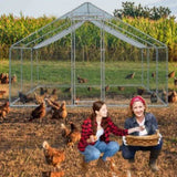 ZUN 20 x 10 ft Large Metal Chicken Coop, Walk-in Poultry Cage Chicken Hen Run House with Waterproof 26549871