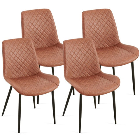 ZUN Brown Set of 4 Leathaire Dining Chairs ,Mid-Century Modern Leathaire Chairs Kitchen Living Room W1164P225824