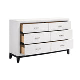 ZUN Modern Contemporary White Finish Storage Dresser of 6x Drawers 1pc Wooden Bedroom Furniture B011P235881