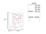 Bar Cabinet 43.1" H, with 2 Doors, 9 Shelves, and 1 Glass Panel, White Washed Oak B097P250849
