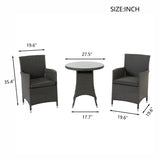 ZUN 3 Piece Outdoor Dining Set All-Weather Wicker Patio Dining Table and Chairs with Cushions, Round 08591555