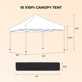 ZUN Outdoor 10x 10Ft Pop Up Gazebo Canopy Tent with 4pcs Weight sand bag,with Carry Bag-White 66111500