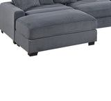 Living Room Furniture 1pc Ottoman Dark Gray Corduroy Soft Cushion Cocktail Ottoman Wood Legs B011P211061