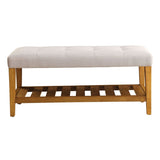 Light Grey and Oak Tufted Padded Seat Bench B062P189177