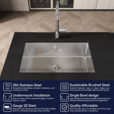 Kitchen Sink 30" x 19" Multifunctional Undermount Workstation Kitchen Sink S304 Stainless Steel T3177P286042