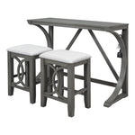 ZUN TOPMAX Farmhouse 3-Piece Counter Height Dining Table Set with USB Port and Upholstered Stools,Gray WF298225AAE