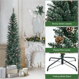 6FT Green Artificial Christmas Tree - 267 Lush Tips, 31 Realistic Pine Cones, Foldable Metal Stand 83189893