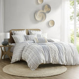 King/Cal King Cotton Printed Duvet Cover Set with Chenille B03596510