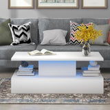 ZUN Coffee Table Cocktail Table Modern Industrial Design with LED lighting, 16 colors with a remote 96313426