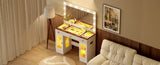 43.3" Vanity Desk with Large Mirror Hollywood Bulbs, Modern Glass Top Makeup Vanity with Drawers N704P263505K