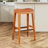 30" Bar Stool, Natural Finish, Saddle Leather Seat B04660610