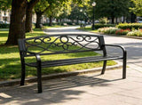 50" Metal Outdoor Bench with Backrest & Armrests, 550 lbs Load Capacity, for Garden, Patio & Front 69618709