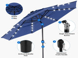 10ft 3-Tier Solar LED Patio Umbrella with Tilt Adjustment and UV-Resistant Polyester Fabric, Outdoor 86172517