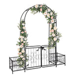 198.5*50*219cm Courtyard Arc Top With Door With Planting Frame Iron Art Iron Arch Black 02242955