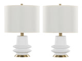 Lloyd 26" Contemporary Polyresin Table Lamp in Sanded Matte White Polyresin, Modern Brass and White B202P224003