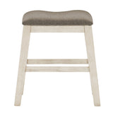 Antique White Finish Set of 2 Counter Height Barstool Brown Textured Fabric Upholstered Nailhead B011P178967