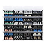 ZUN 8-Tier Portable 64 Pair Shoe Rack Organizer 32 Grids Tower Shelf Storage Cabinet Stand Expandable 65115046