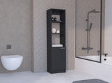 Linen Cabinet, 1 Door, 6 Shelves, Black B097P199754